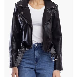 Blank NYC Faux Leather Belted Moto Jacket